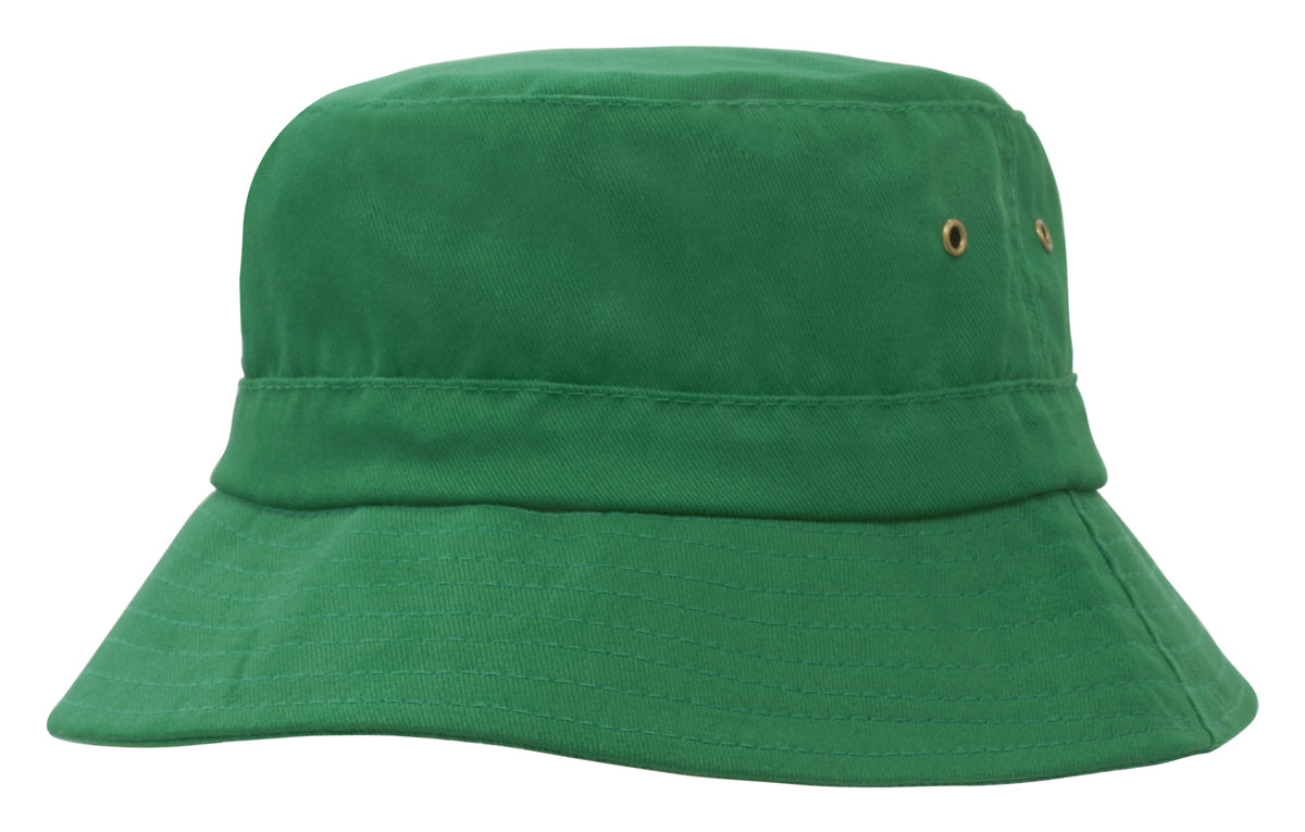 Brushed Sports Twill Childs Bucket Hat in Emerald
