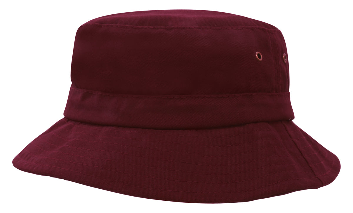 Brushed Sports Twill Childs Bucket Hat in Maroon