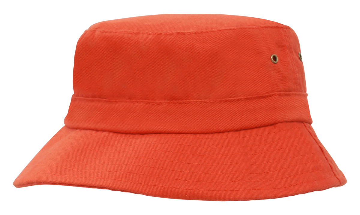 Brushed Sports Twill Childs Bucket Hat in Orange