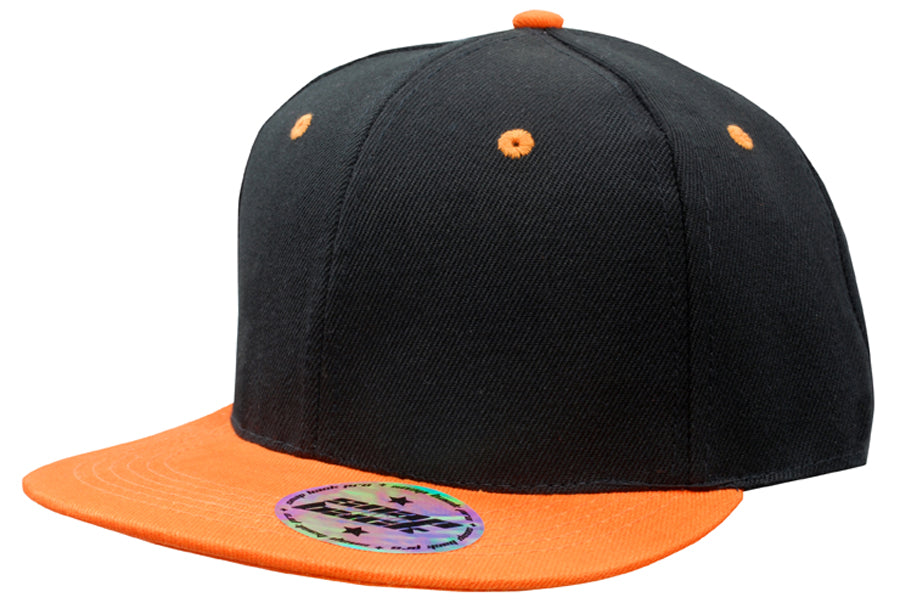 Premium American Twill with Snap Back Pro Styling in Black/Orange
