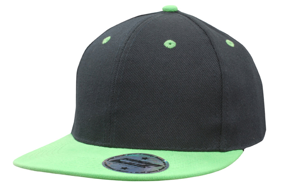 Premium American Twill Youth Size with Snap Back Pro Junior Styling in Black/Bright Green