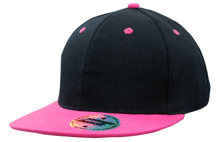 Premium American Twill Youth Size with Snap Back Pro Junior Styling in Black/Hot Pink