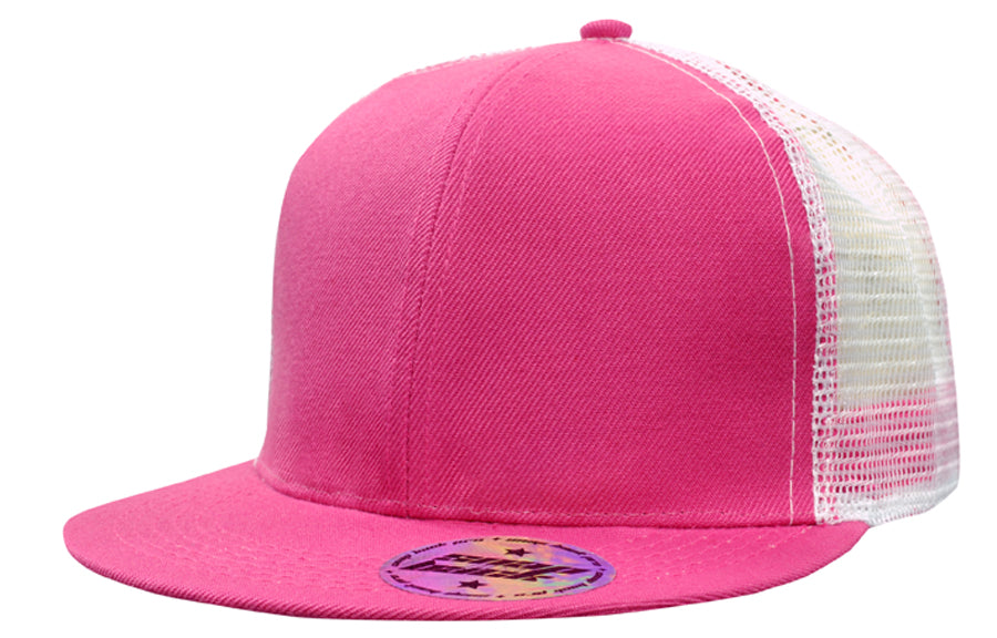 Premium American Twill with Mesh Back & Snap Back Pro Styling in Hot Pink/White
