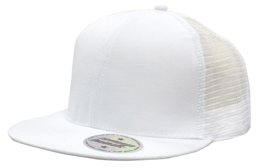 Premium American Twill with Mesh Back & Snap Back Pro Styling in White