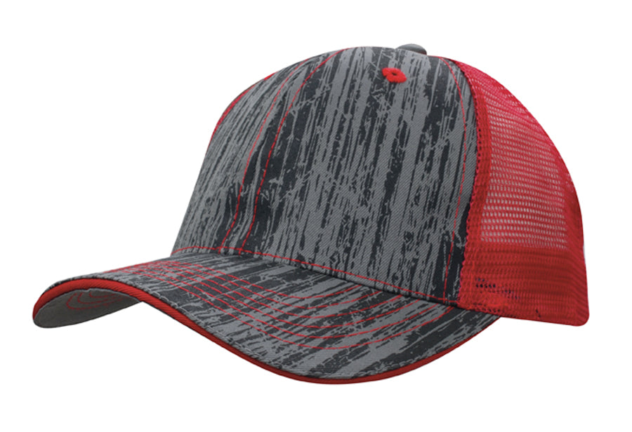 Wood Printed With Mesh Back in Red