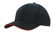 Sports Ripstop Cap with Sandwich Trim in Black/Red