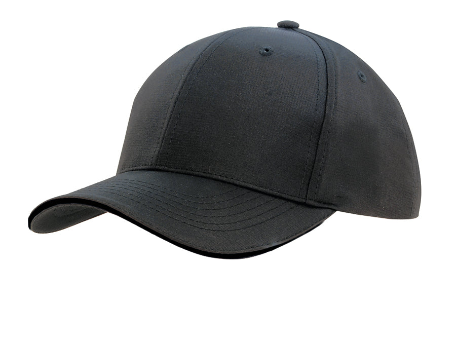 Sports Ripstop Cap with Sandwich Trim in Charcoal/Black