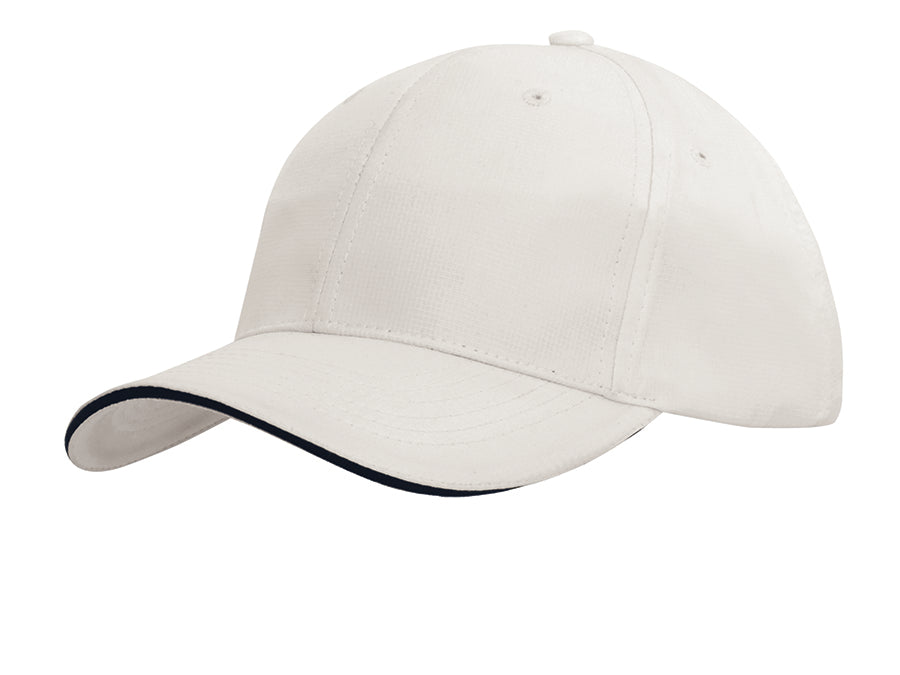 Sports Ripstop Cap with Sandwich Trim in White/Navy