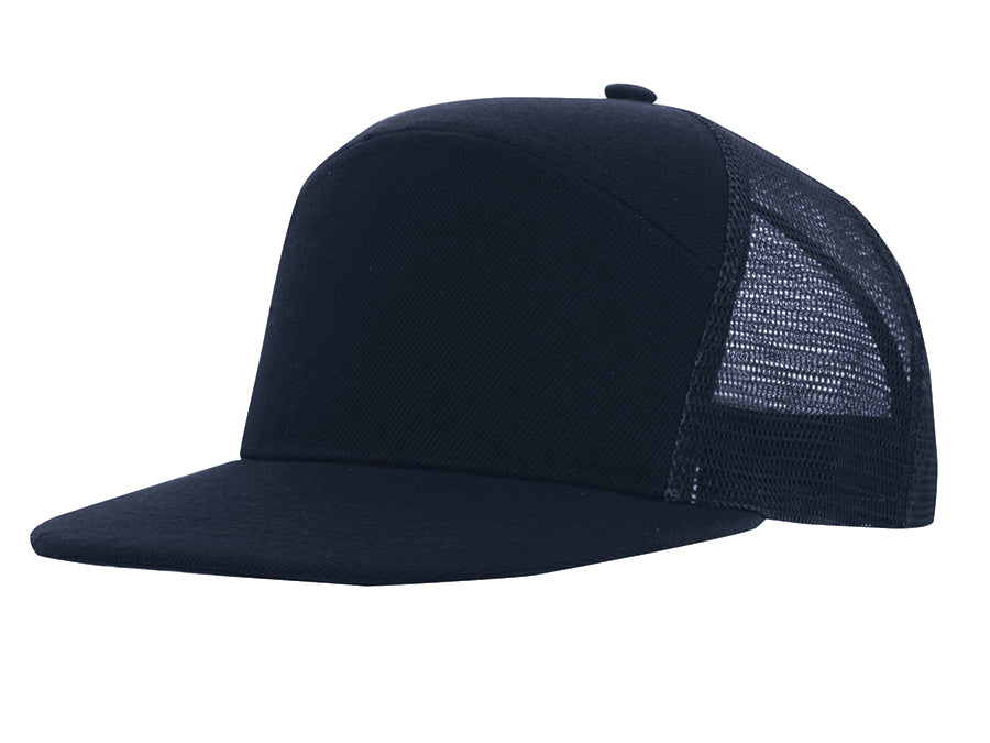 Premium American Twill A Frame Cap with Mesh Back in Navy