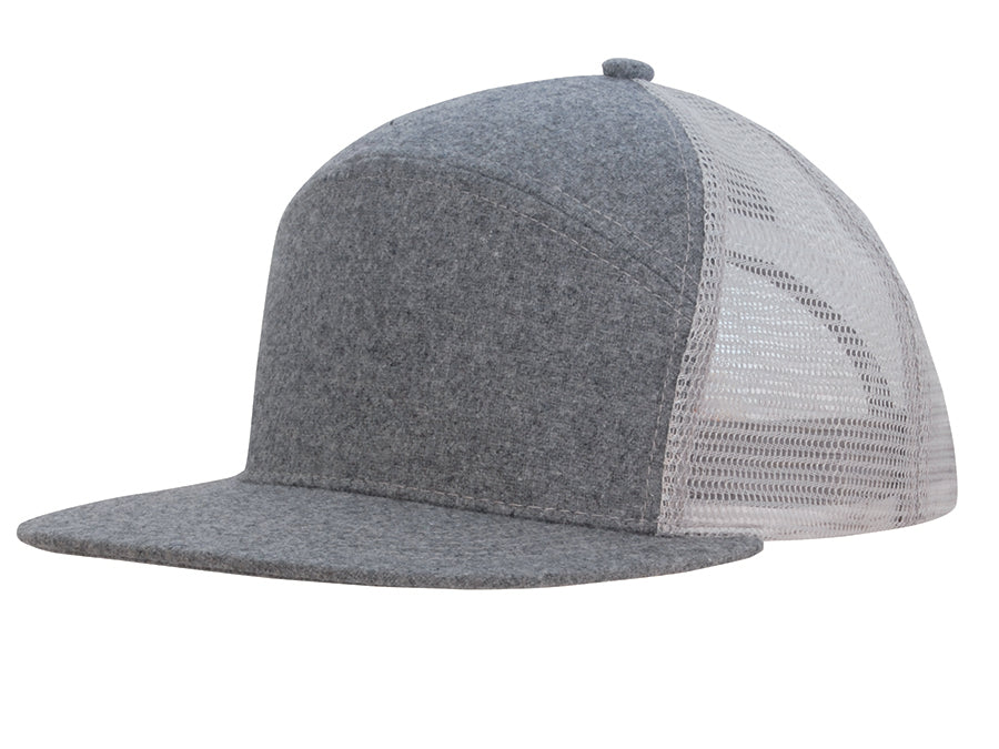 Premium American Twill A Frame Cap with Mesh Back in Grey Marle