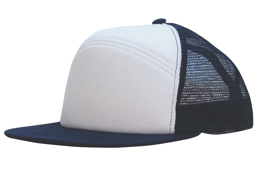 Foam Front A Frame Cap with Mesh Back in White/Navy