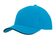 Brushed Heavy Cotton with Sandwich Trim in Cyan/Navy