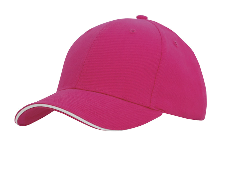 Brushed Heavy Cotton with Sandwich Trim in Hot Pink/White