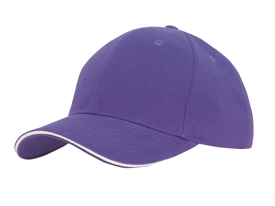 Brushed Heavy Cotton with Sandwich Trim in Purple/White