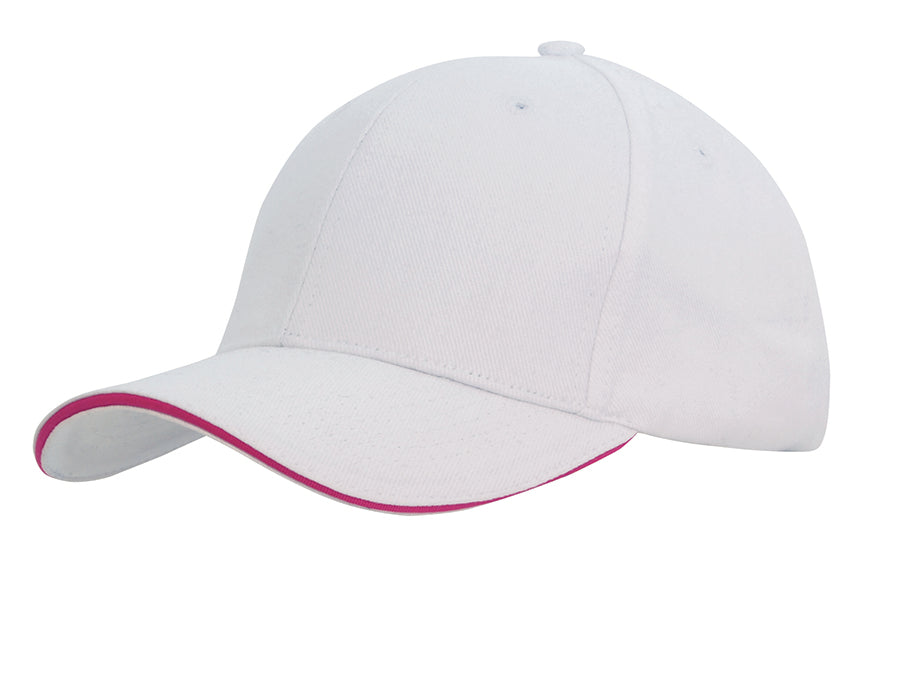 Brushed Heavy Cotton with Sandwich Trim in White/Hot Pink