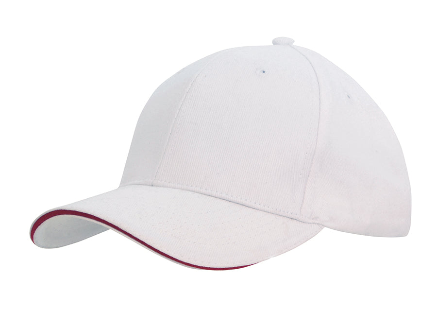 Brushed Heavy Cotton with Sandwich Trim in White/Red