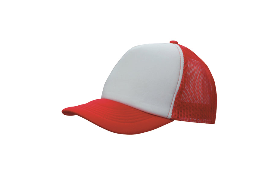 Trucker Mesh Cap in White/Red