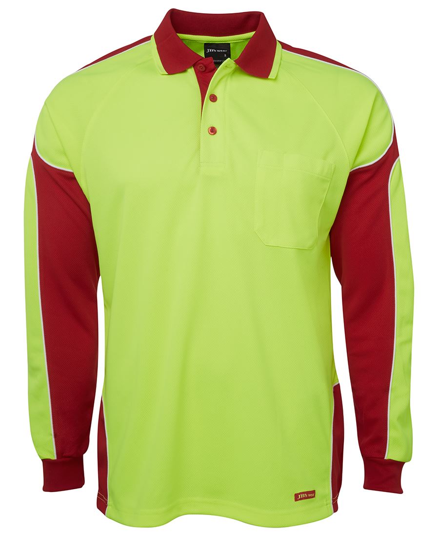6Ap4L JB's HV 4602.1 L/S Arm Panel Polo - Lime/Red