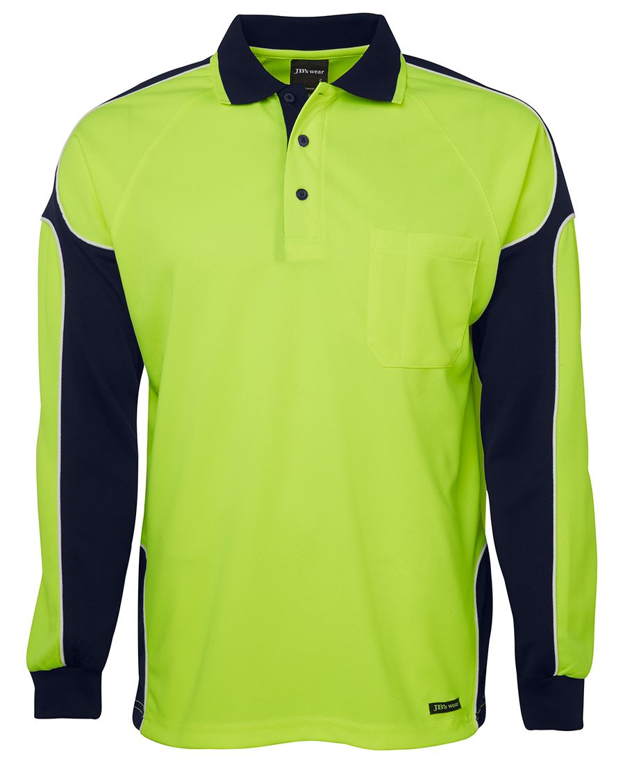 6Ap4L JB's HV 4602.1 L/S Arm Panel Polo - Lime/Navy