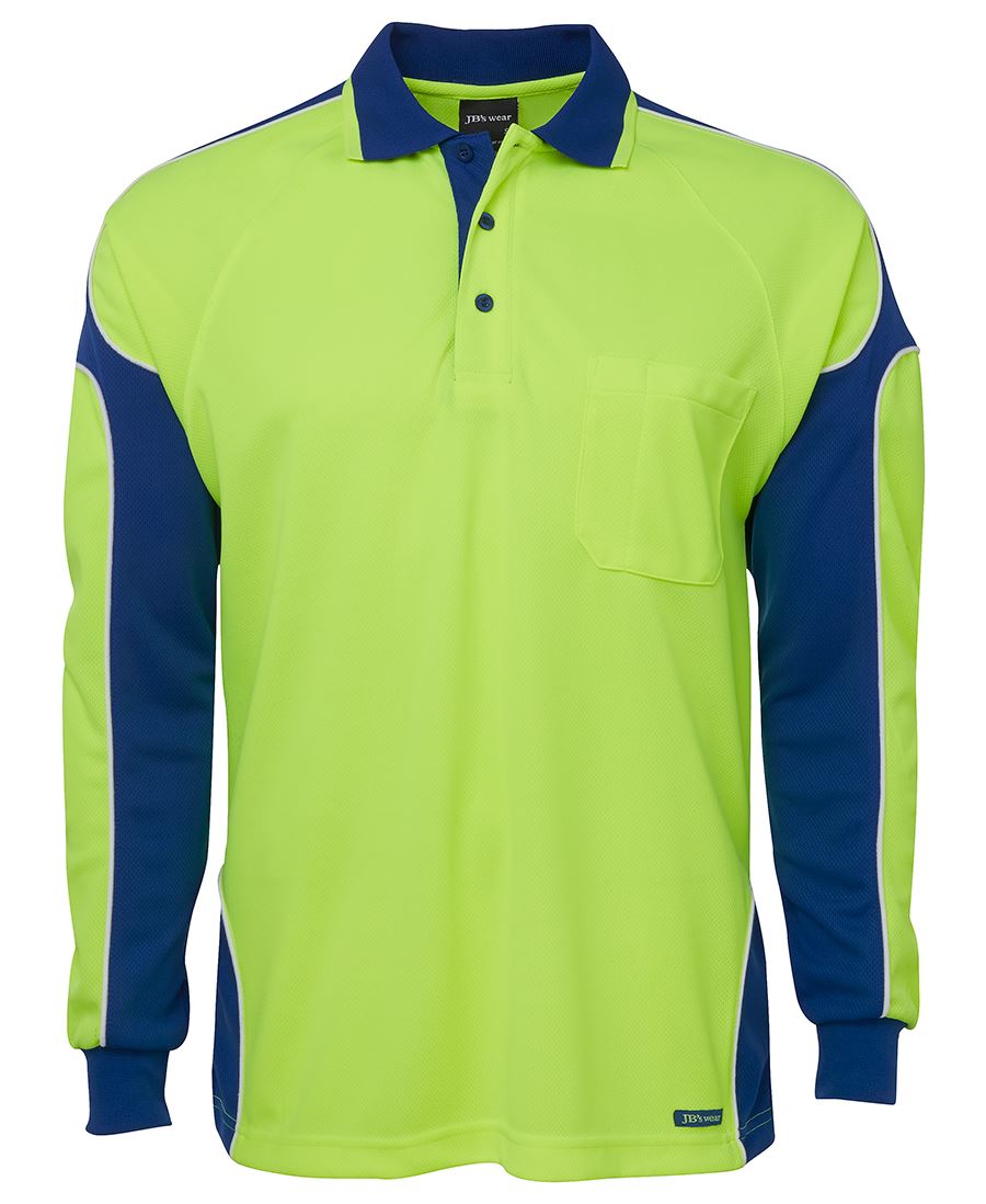 6Ap4L JB's HV 4602.1 L/S Arm Panel Polo - Lime/Royal