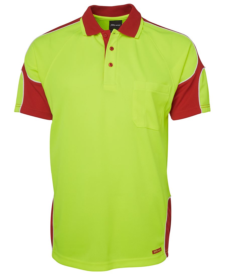 6Ap4S JB's HV 4602.1 S/S Arm Panel Polo - Lime/Red