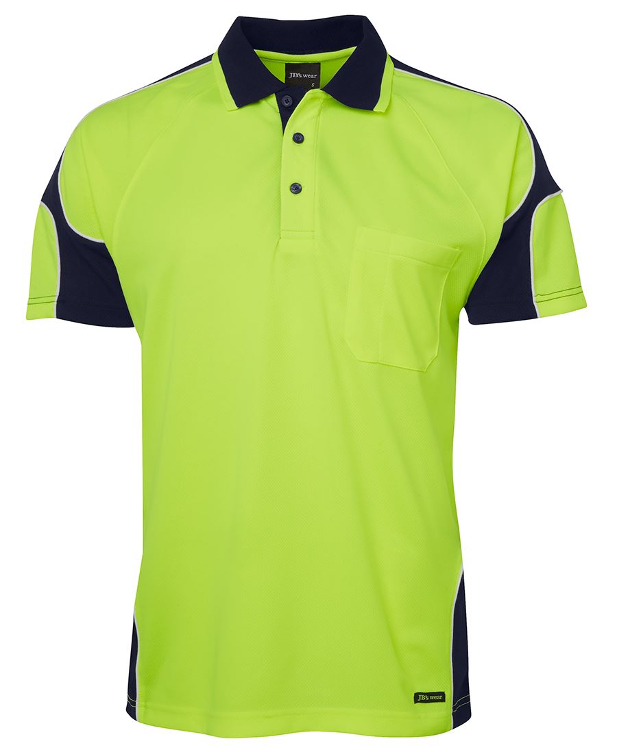 6Ap4S JB's HV 4602.1 S/S Arm Panel Polo - Lime/Navy