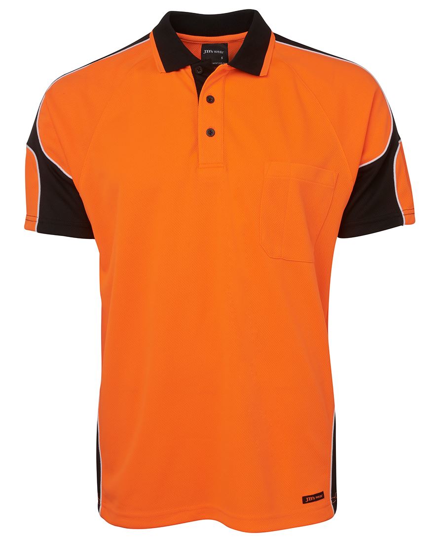 6Ap4S JB's HV 4602.1 S/S Arm Panel Polo - Orange/Black