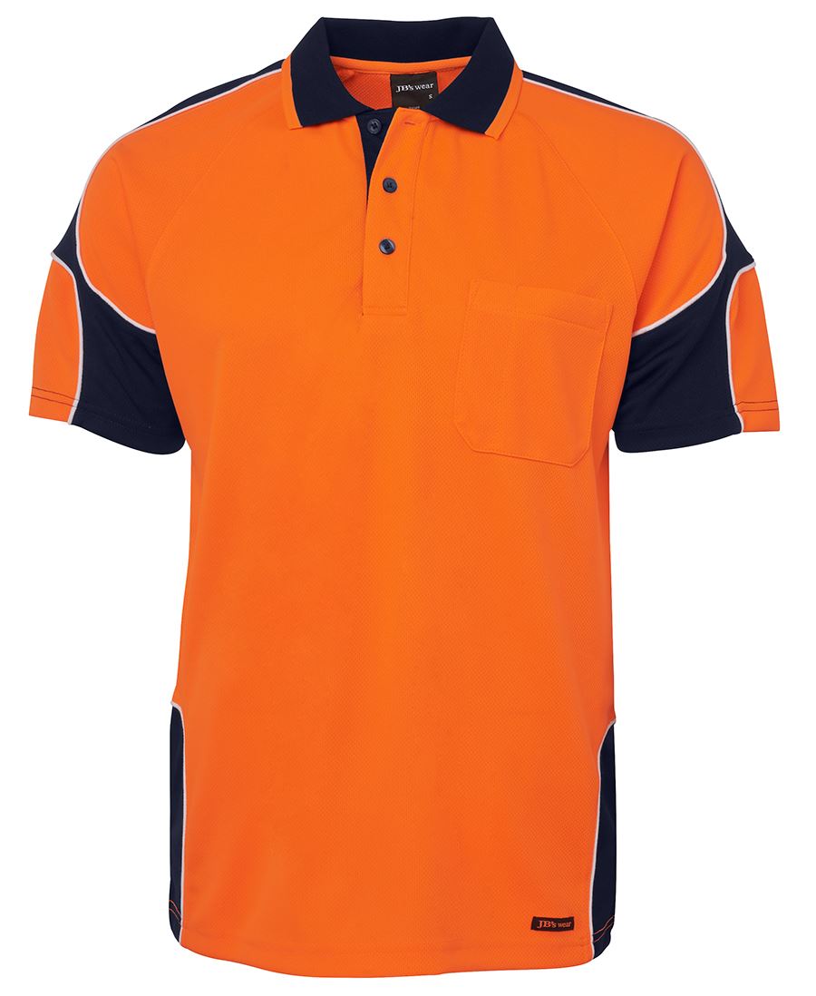6Ap4S JB's HV 4602.1 S/S Arm Panel Polo - Orange/Navy