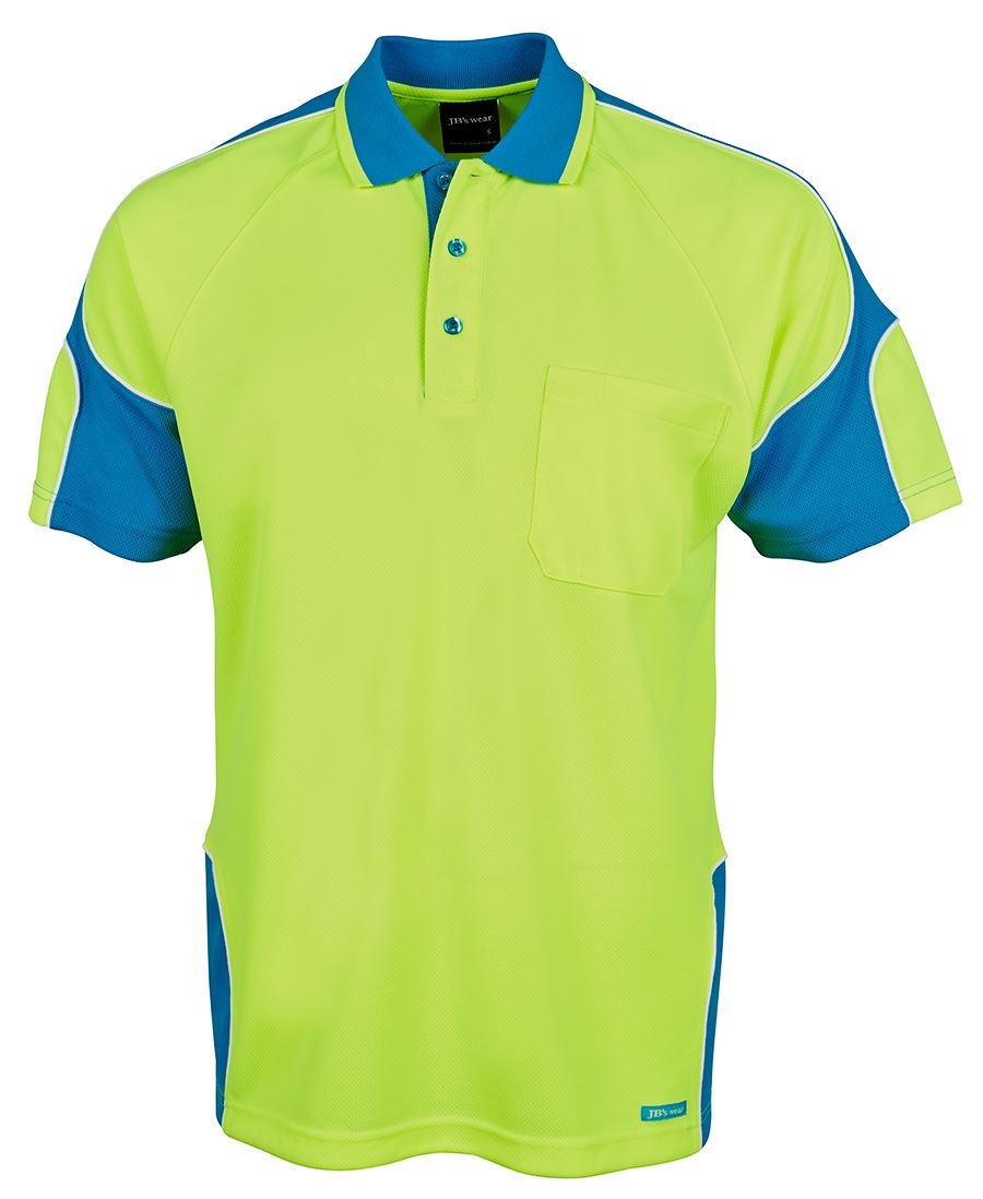 6Ap4S JB's HV 4602.1 S/S Arm Panel Polo - Lime/Aqua