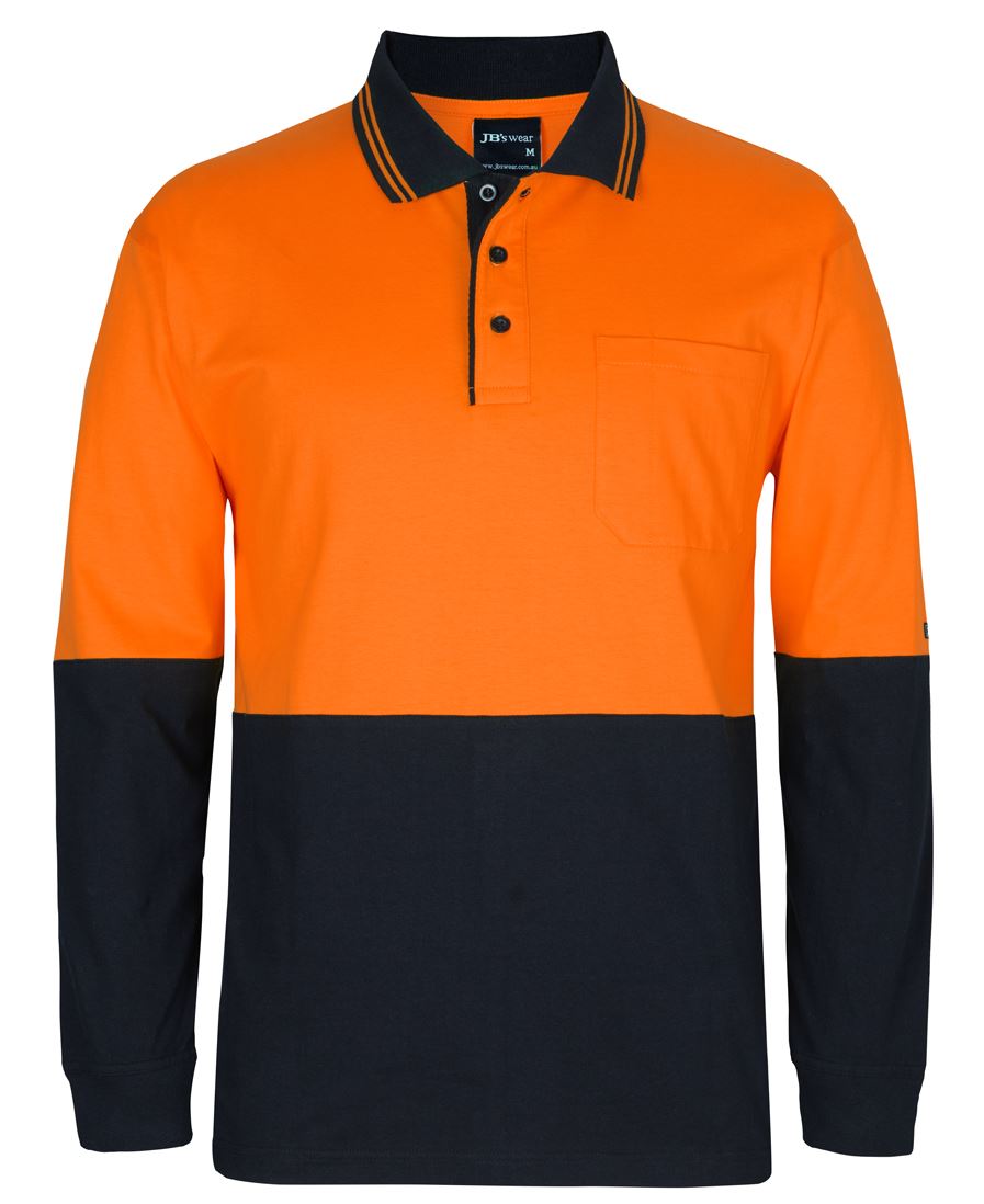 6Cphl JB's HV L/S Cotton Polo - Orange/Black