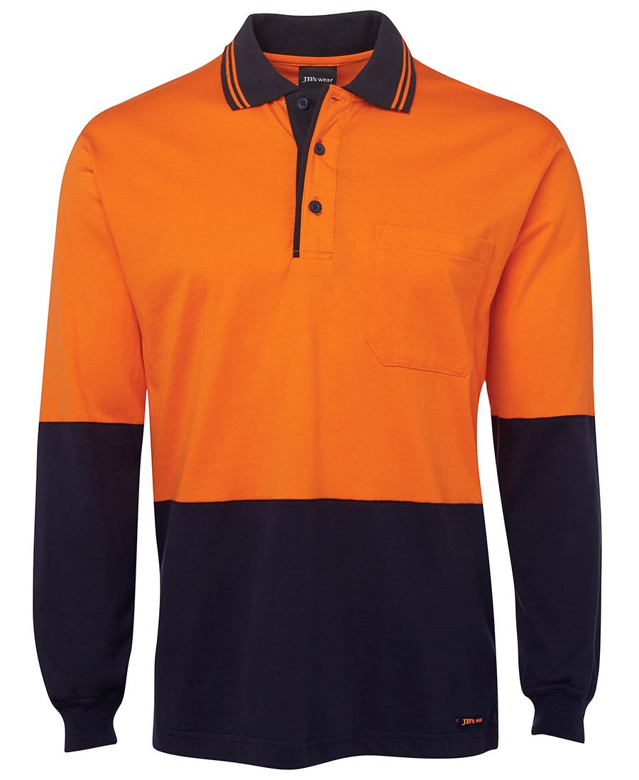 6Cphl JB's HV L/S Cotton Polo - Orange/Navy