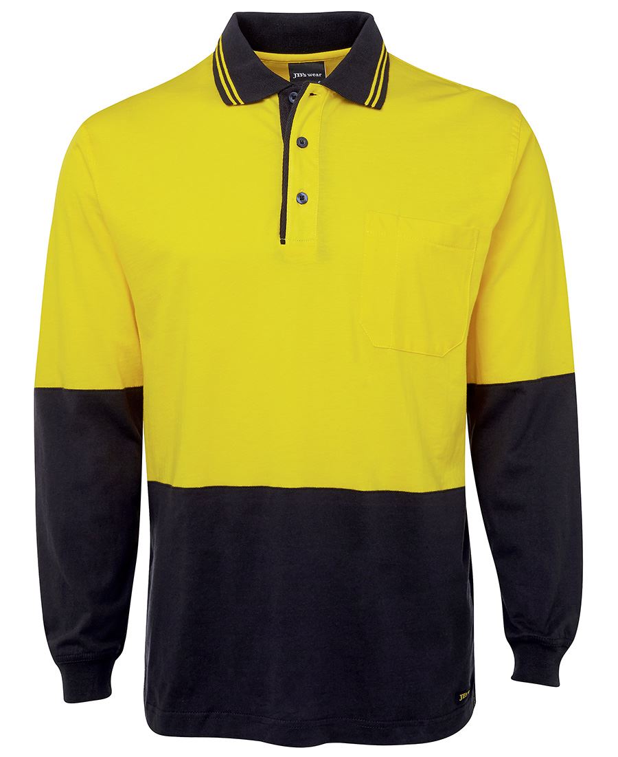 6Cphl JB's HV L/S Cotton Polo - Yellow/Navy
