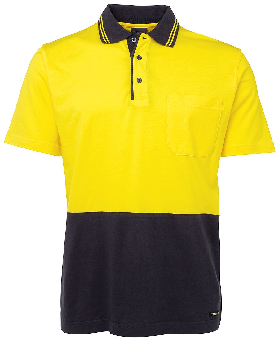 6Cphv JB's HV S/S Cotton Polo - Yellow/Navy