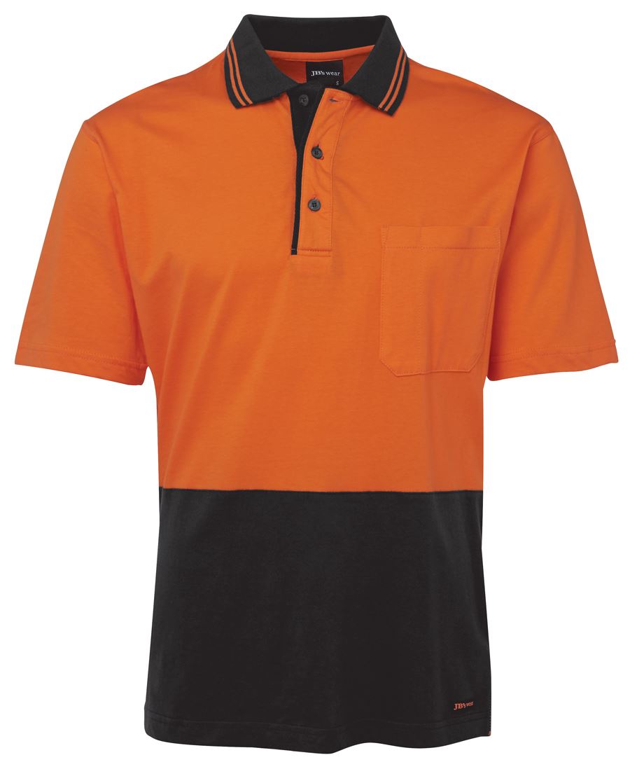 6Cphv JB's HV S/S Cotton Polo - Orange/Black