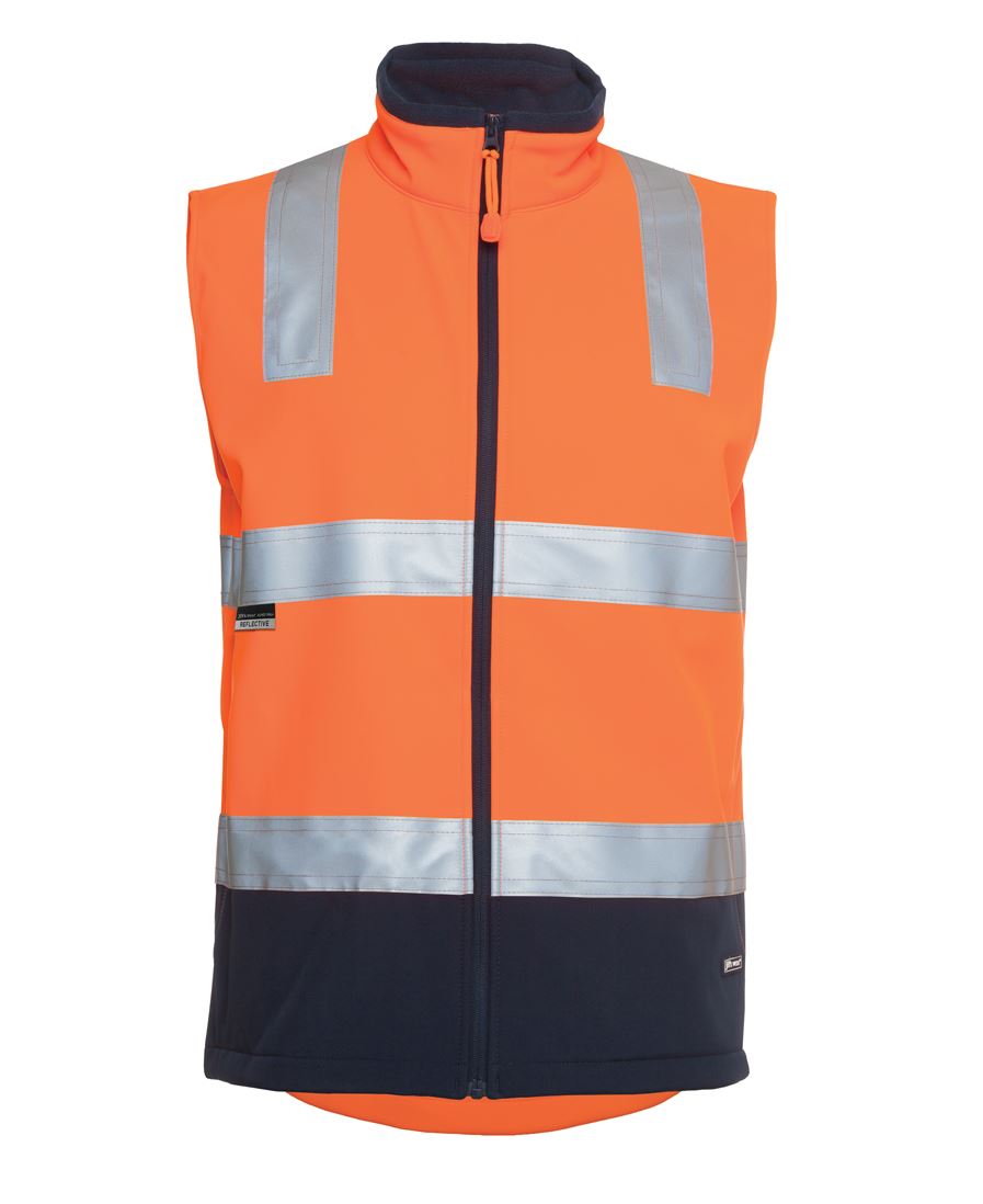 6D4Lk JB's HV 4602.1 (D+N) Softshell Vest - Orange/Navy