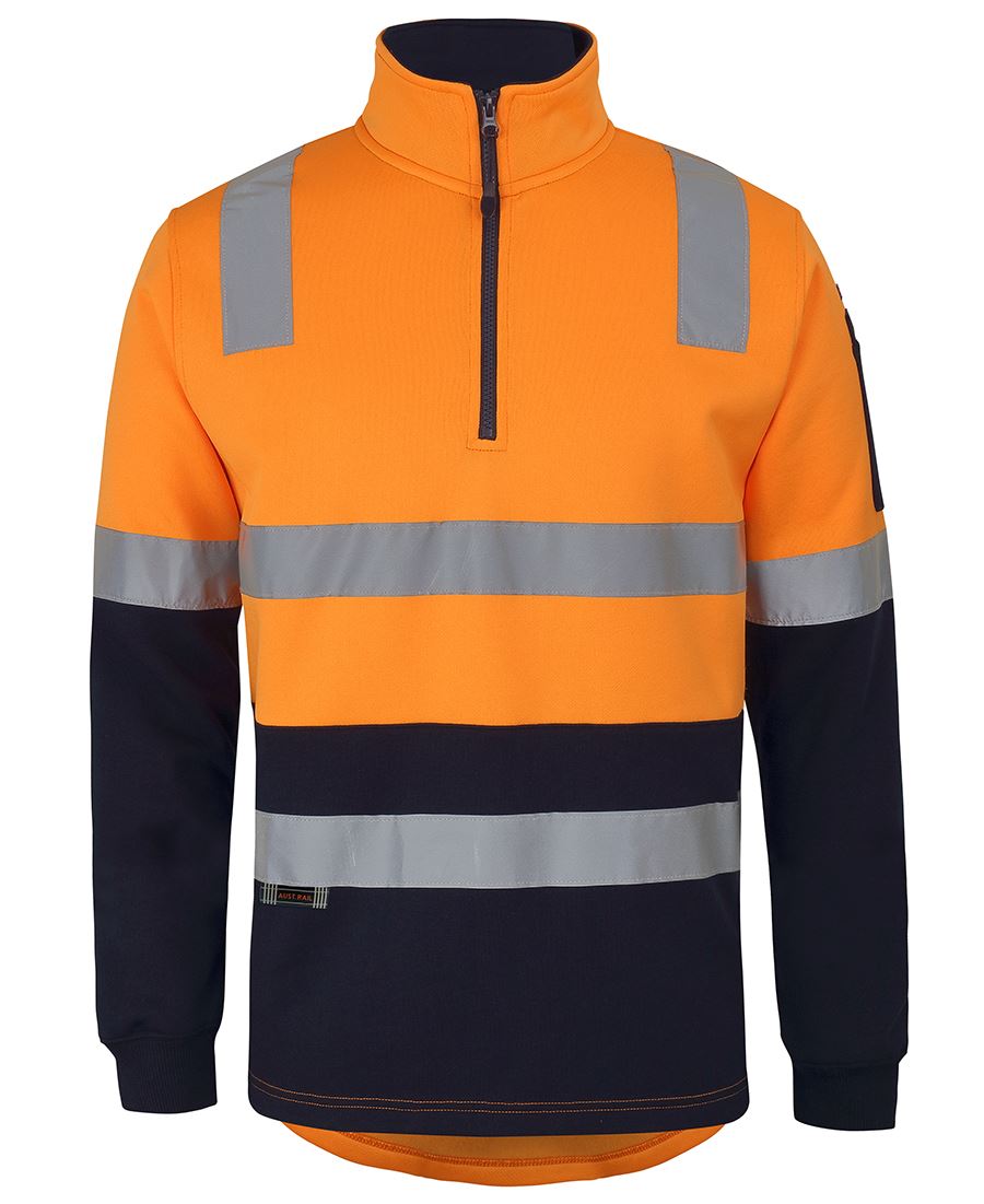 6DARF JB's 1/2 Zip Aust. Rail (D+N) Fleece Sweater - Orange/Navy