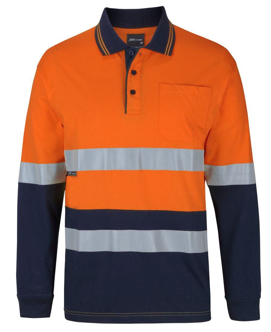 6Dcpl JB's HV (D+N) L/S Cotton Polo - Orange/Navy