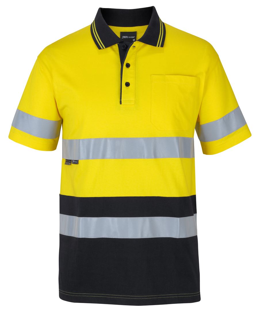 6DCPS JB's HV (D+N) S/S Cotton Polo - Yellow/Black