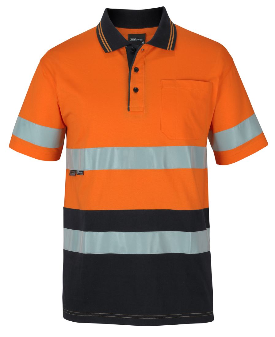 6Dcps JB's HV (D+N) S/S Cotton Polo - Orange/Black