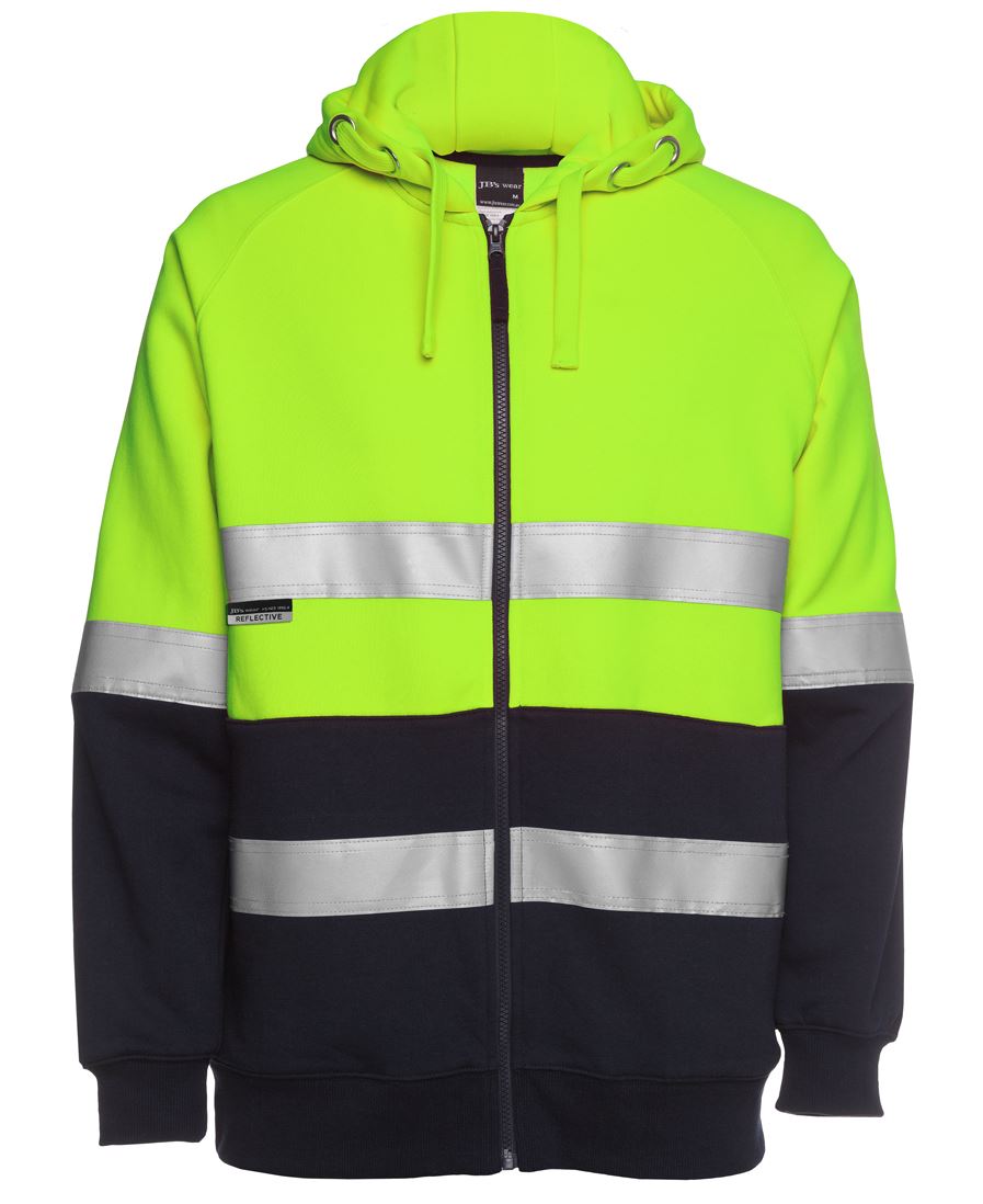 6DNH JB's HV (D+N) Full Zip Fleecy Hoodie - Lime/Navy