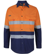 6DNRL JB's HV (D+N) L/S Ripstop Fishing Shirt - Orange/Navy