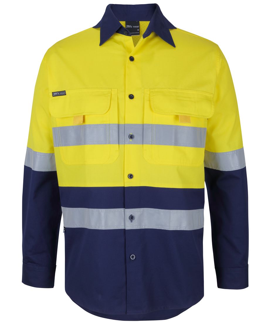 6Dnrl JB's HV (D+N) L/S Ripstop Fishing Shirt - Yellow/Navy