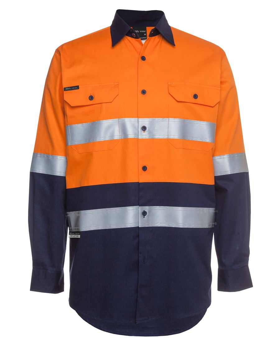 6Dnwl JB's HV (D+N) L/S 150G W/Shirt - Orange/Navy