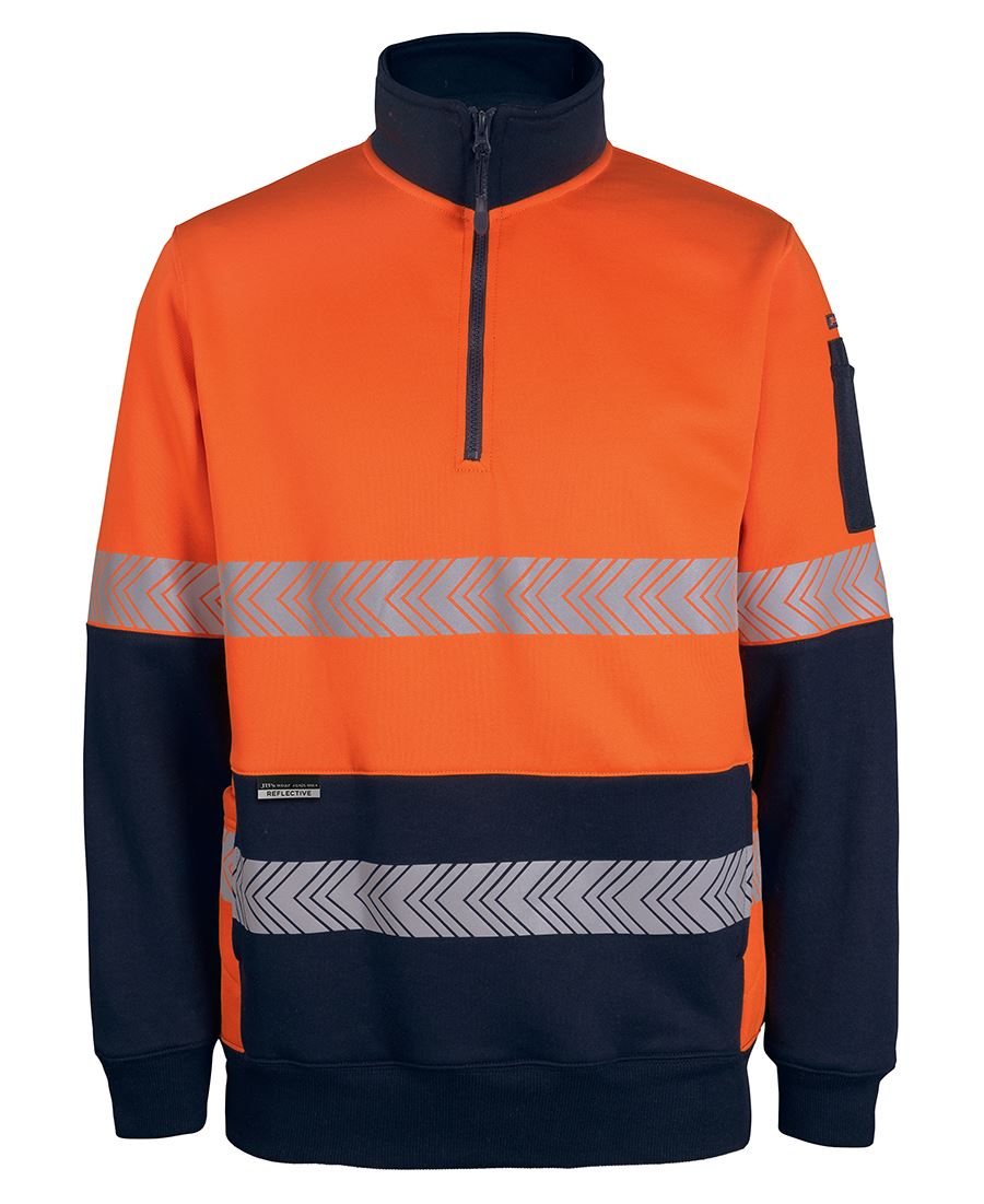 6DPS JB's HV 330G 1/2 Zip Segmented Tape Fleece - Orange/Navy