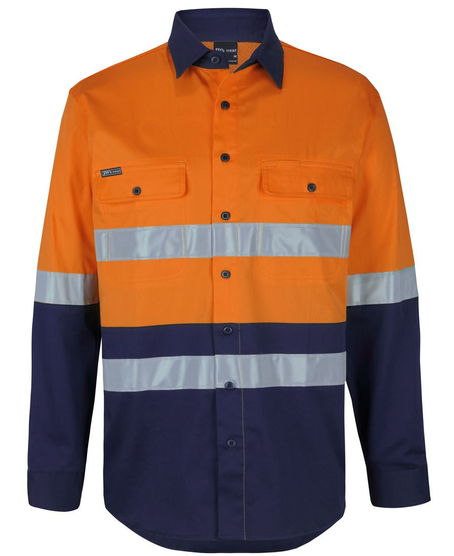6Dswl JB's HV D+N L/S Stretch W/Shirt With Tape - Orange/Navy