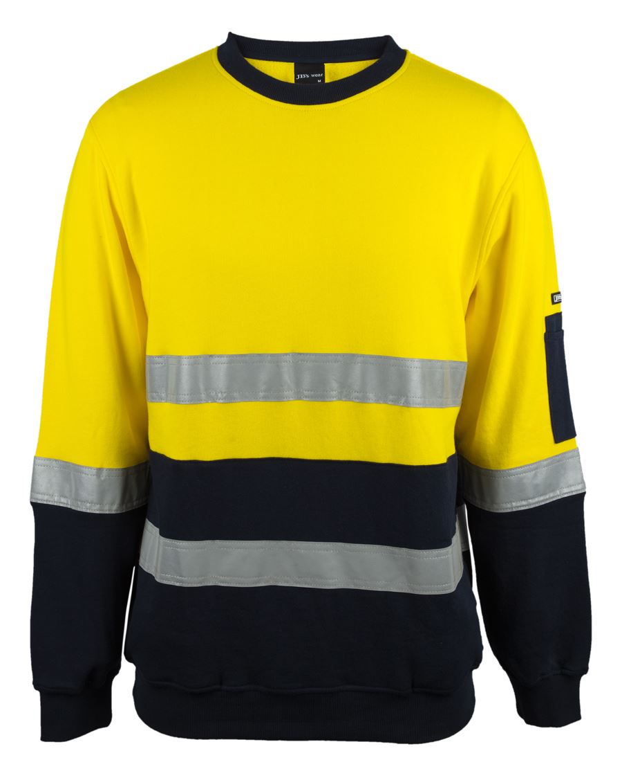 6Dvcm JB's HV 310 (D+N) Cotton Crew Neck Fleece - Yellow/Navy