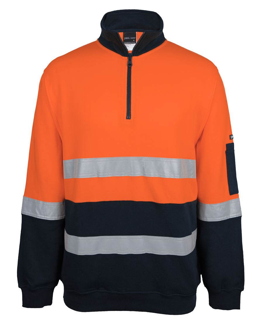 6DVFM JB's HV 310 (D+N) Cotton 1/2 Zip Fleece - Orange/Navy
