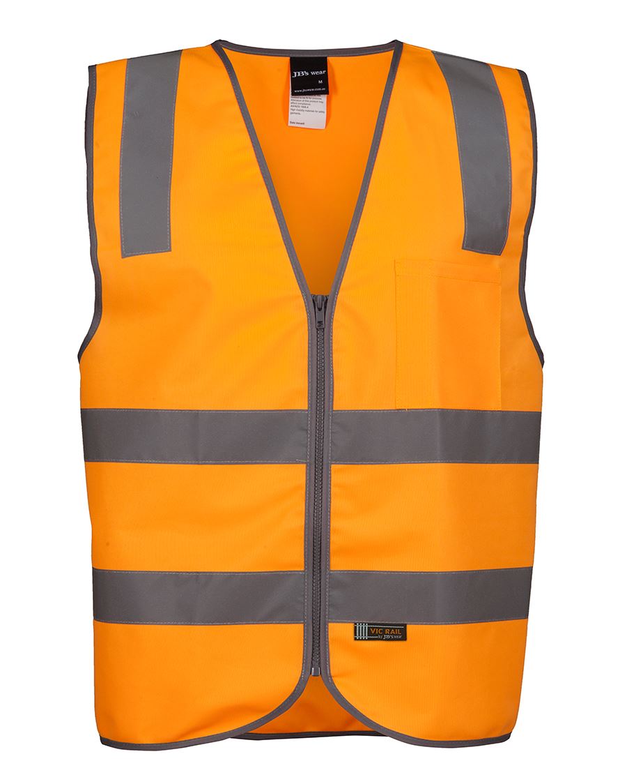 6DVSV JB's VIC Rail (D+N) Zip Safety Vest - Orange