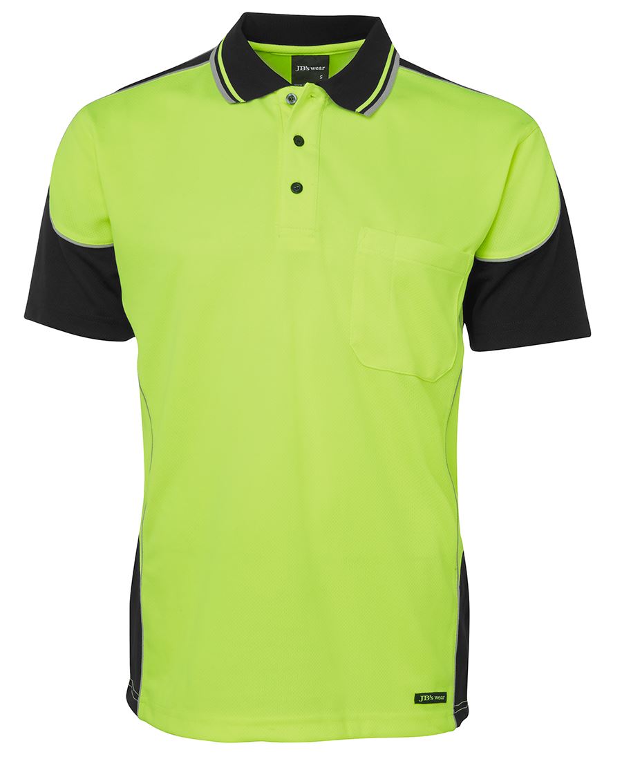6HCP4 JB's HV 4602.1 S/S Contrast Piping Polo - Lime/Black
