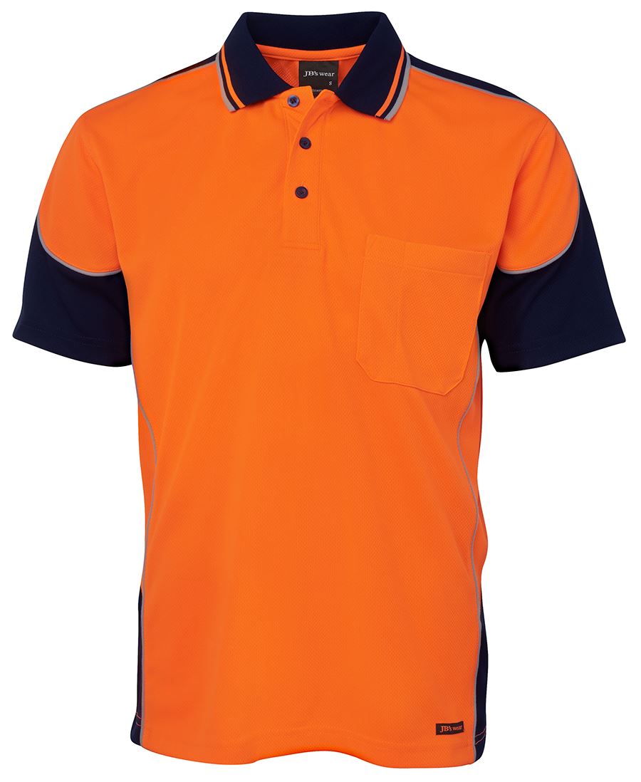 6Hcp4 JB's HV 4602.1 S/S Contrast Piping Polo - Orange/Navy